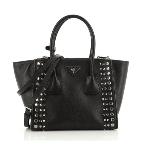 prada studded tote|prada medium tote.